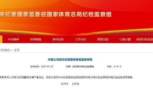 开云体育投注-中超公司原总经理董铮、前足协副主席于洪臣被查